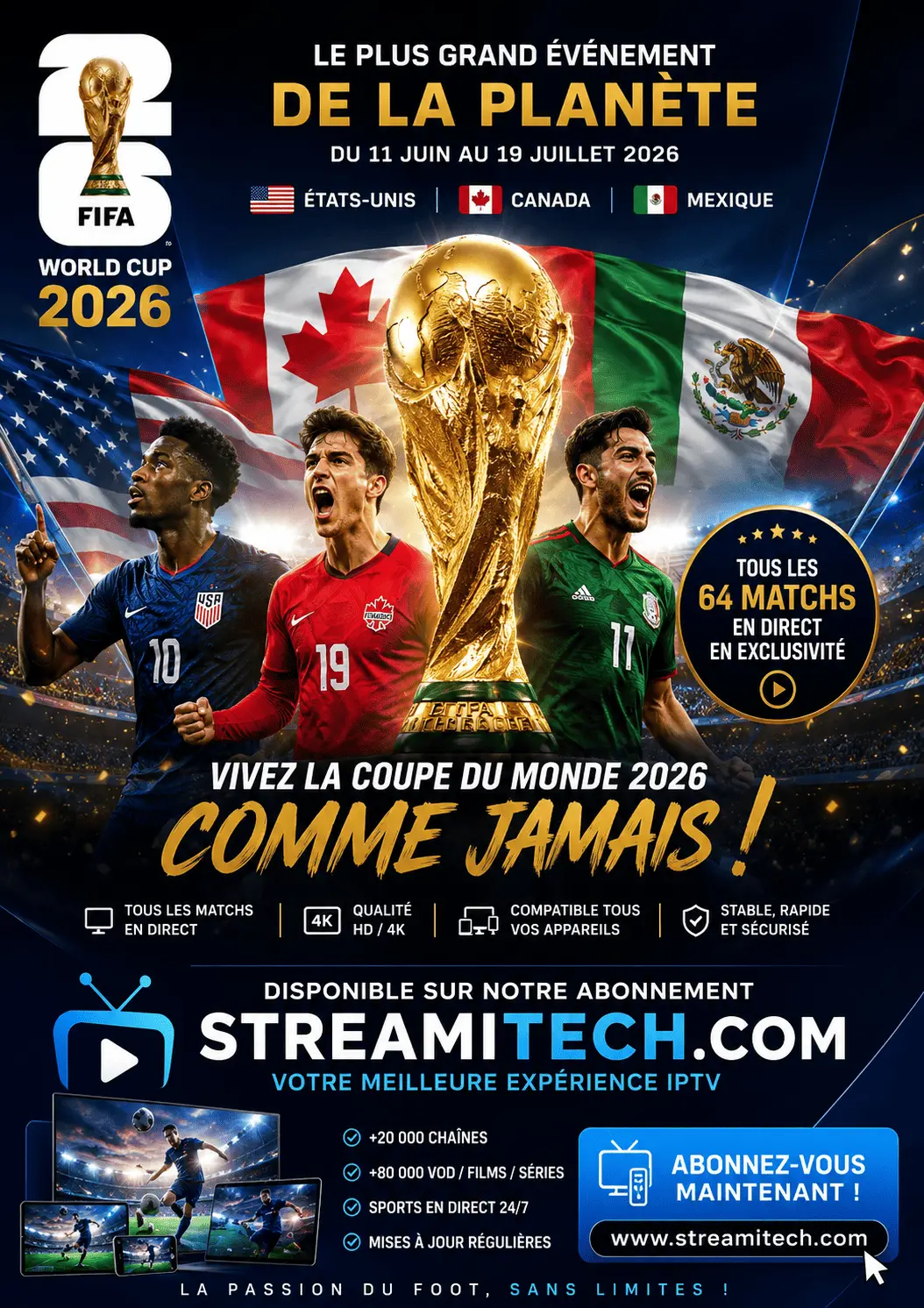 Streaming football Coupe du Monde 2026 sur Smart TV avec Streamitech